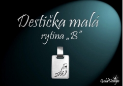 Destička malá B - přívěsek rhodium